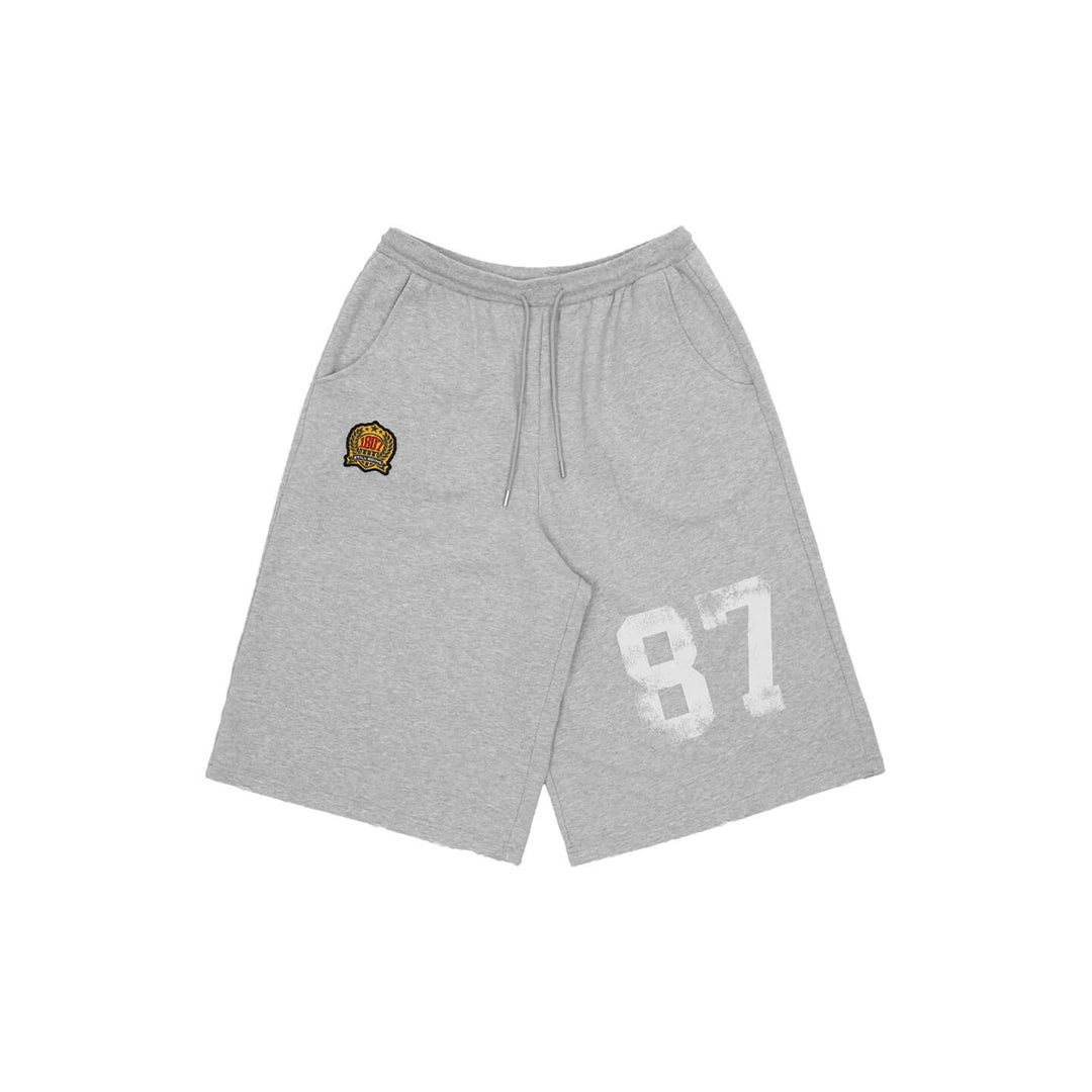 1807 Vintage Number Print Cropped Baggy Sweat Shorts | Face 3 Face
