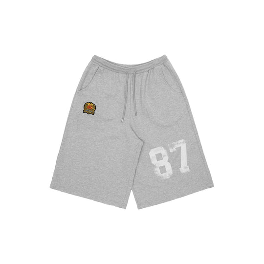 1807 Vintage Number Print Cropped Baggy Sweat Shorts | Face 3 Face