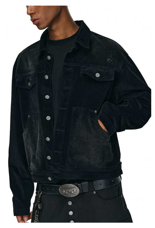 ANTIDOTE Distressed Washed Corduroy Work Jacket | Face 3 Face