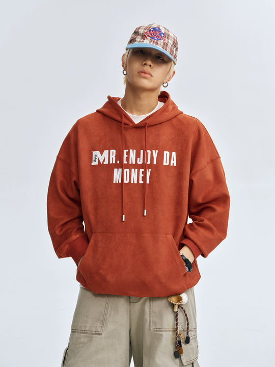 MEDM Basic Letter Logo Suede Hoodie | Face 3 Face