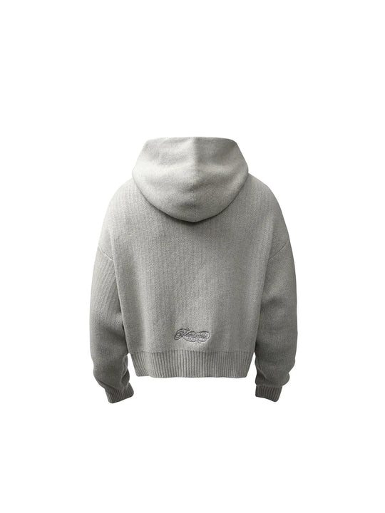 KARMANISTIC Embroidered Zip Up Knit Hoodie | Face 3 Face