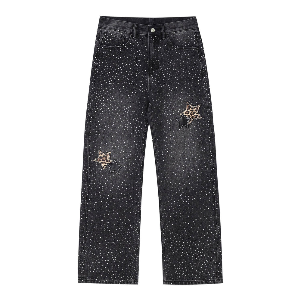 MEDM All Over Rhinestone Star Patch Jeans | Face 3 Face