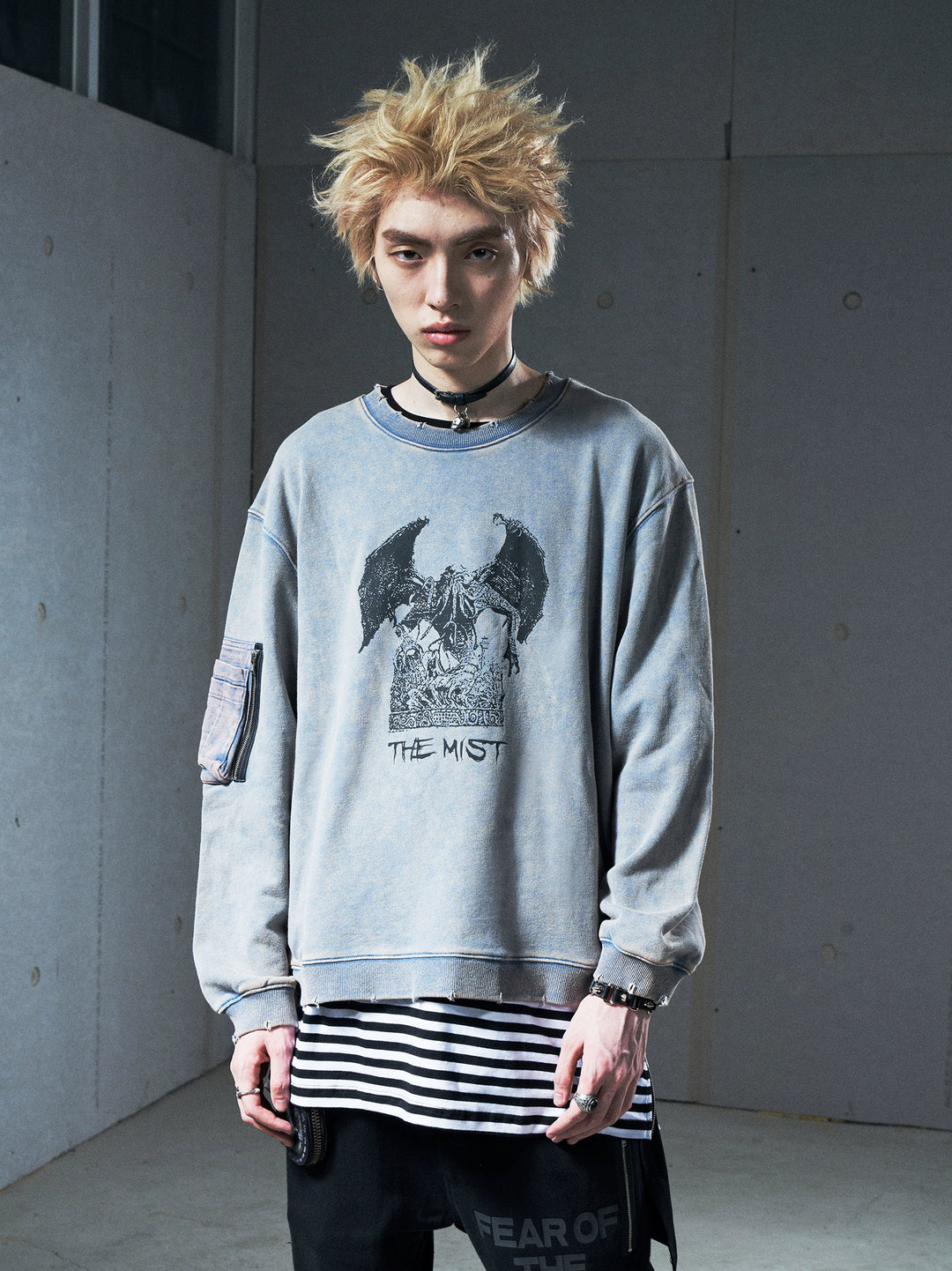 VENTUREK Washed Destruction Printed Sweatshirt | Face 3 Face