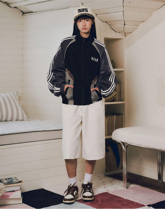 MEDM Leopard Print Color Block Track Jacket | Face 3 Face
