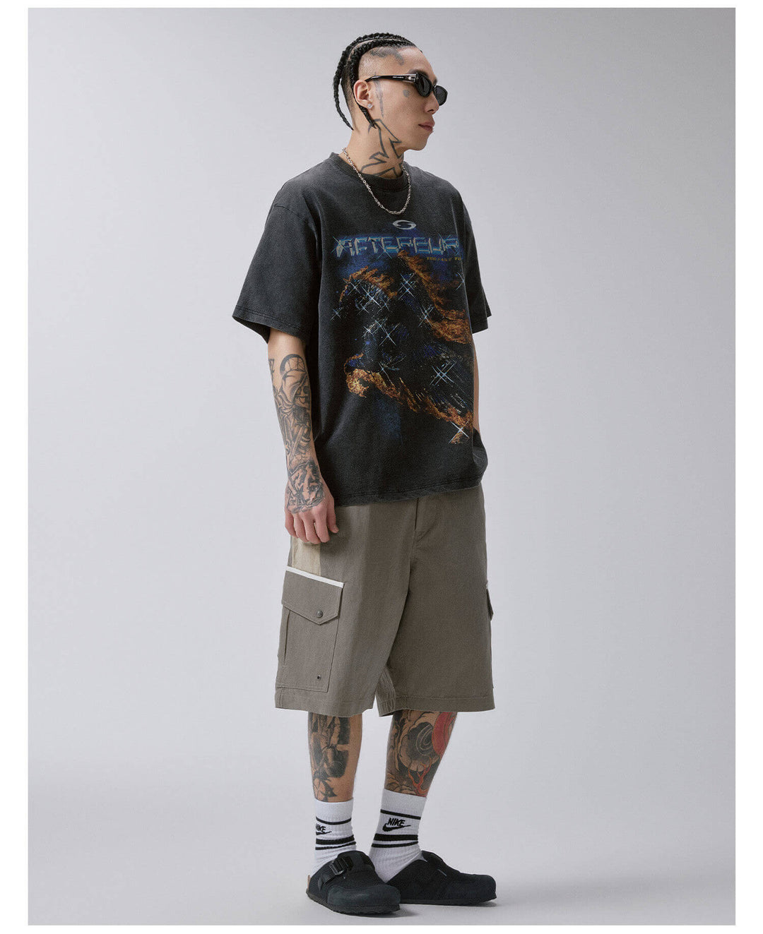 F2CE Color Block Patchwork Pocket Utility Shorts | Face 3 Face