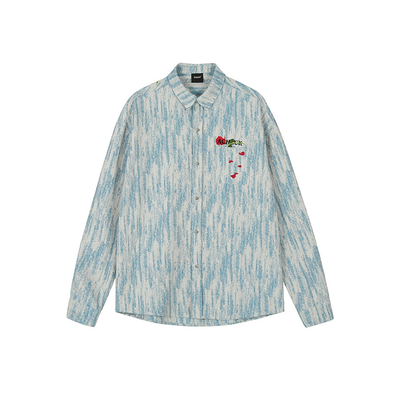 Achock Rose Embroidery Washed Long Sleeved Shirt | Face 3 Face