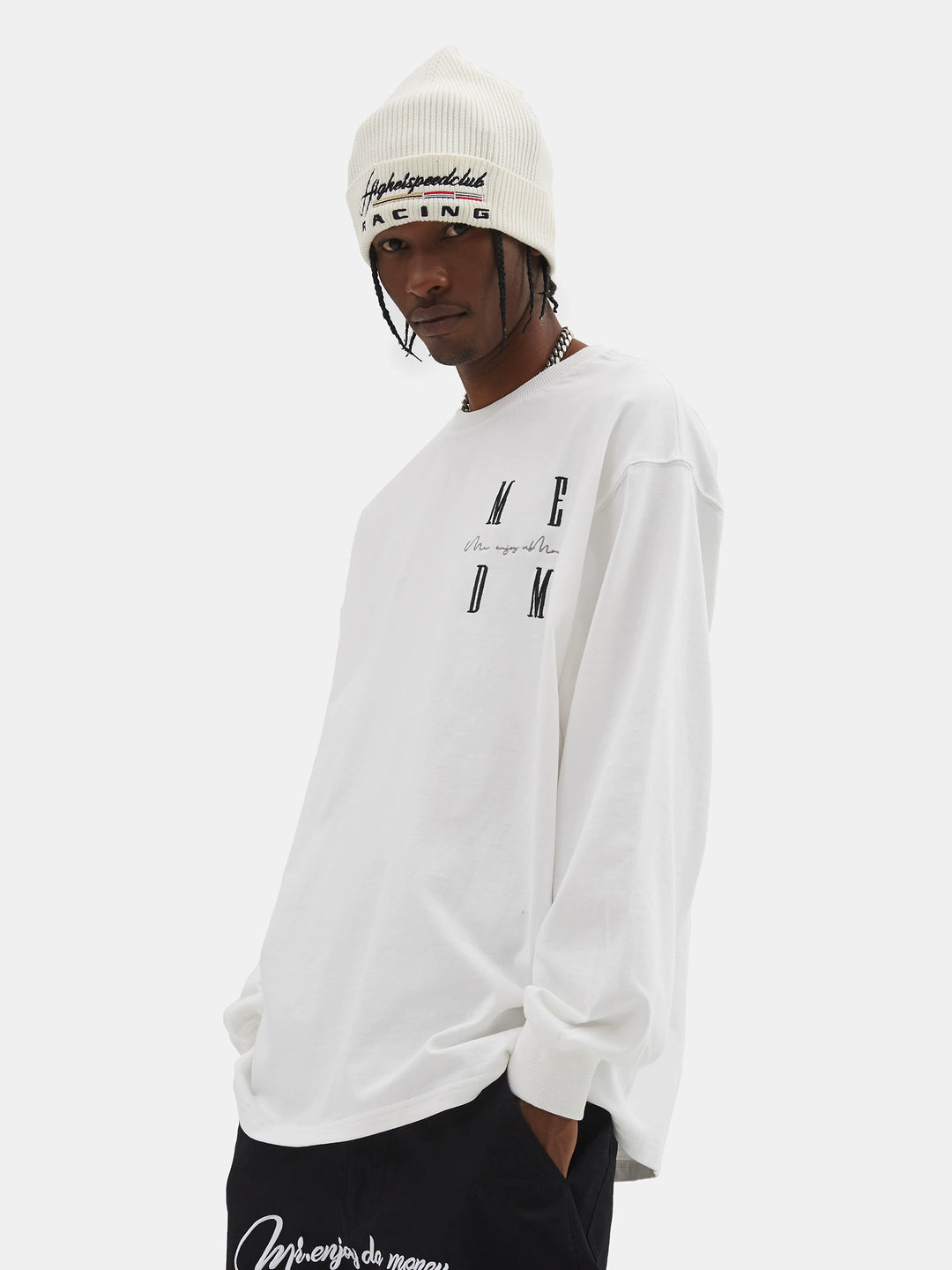 MEDM Standard Logo Embroidered Long Sleeve Tee | Face 3 Face