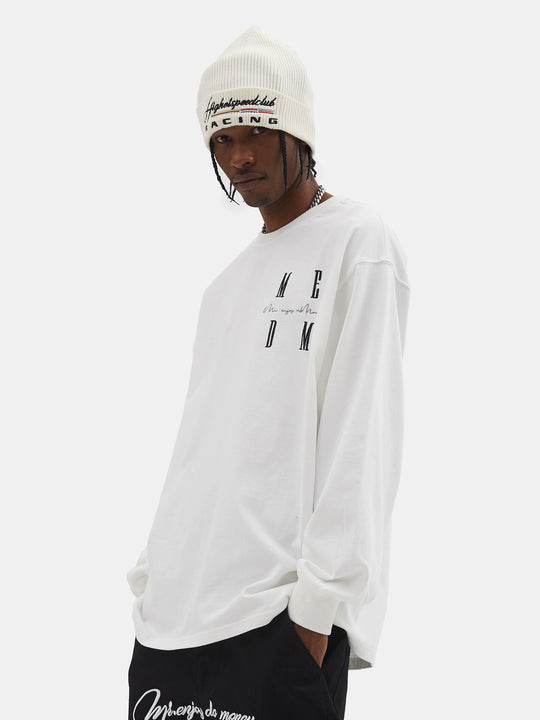MEDM Standard Logo Embroidered Long Sleeve Tee | Face 3 Face
