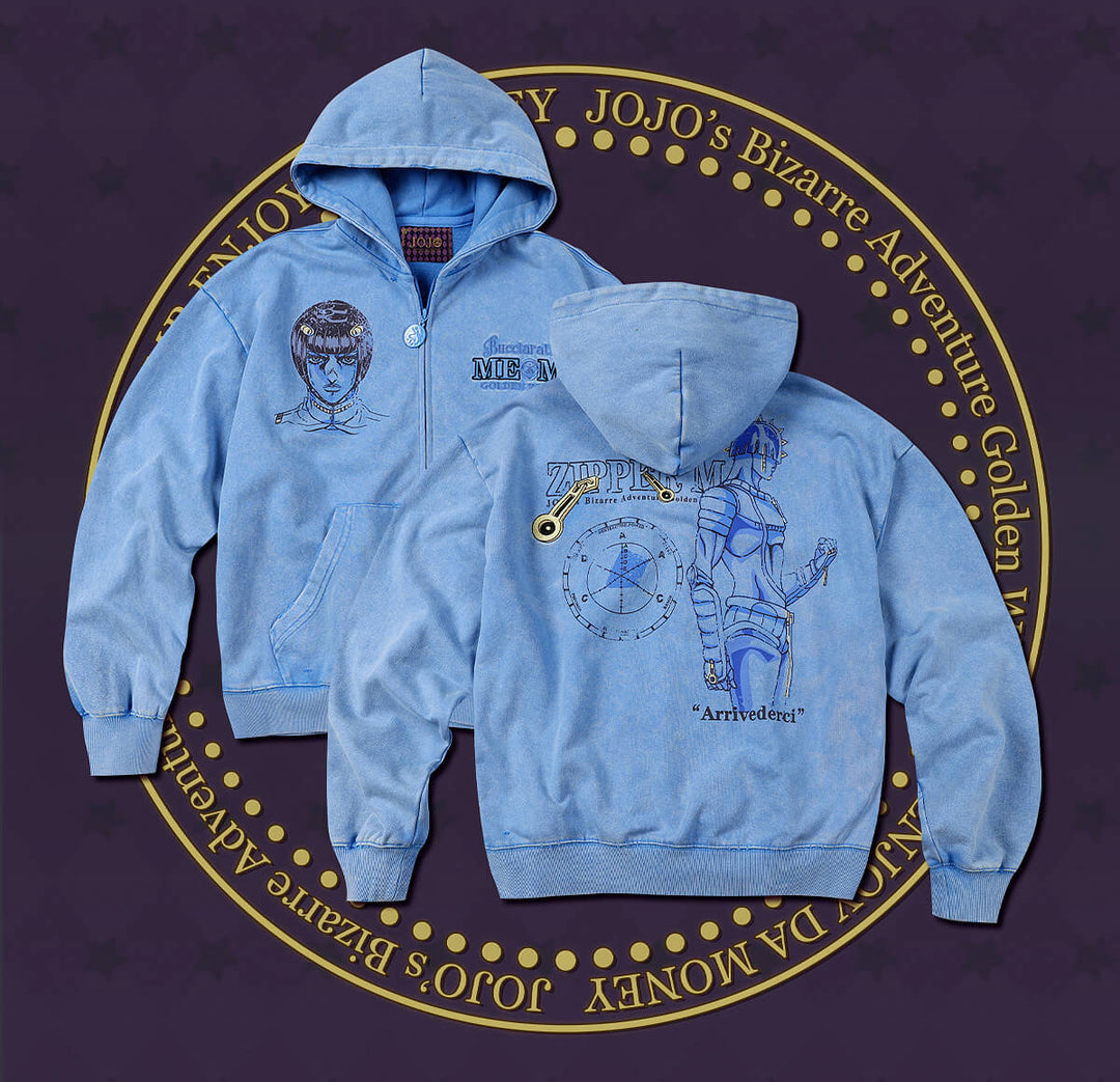 MEDM × JOJO Washed Graphic Print Zip Up Hoodie | Face 3 Face