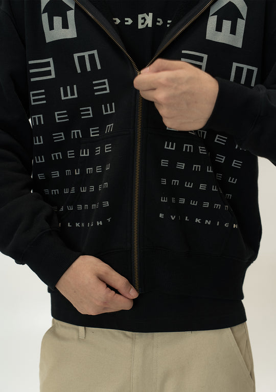 EVILKNIGHT(EK) Eye Chart Logo Print Zip Up Hoodie | Face 3 Face
