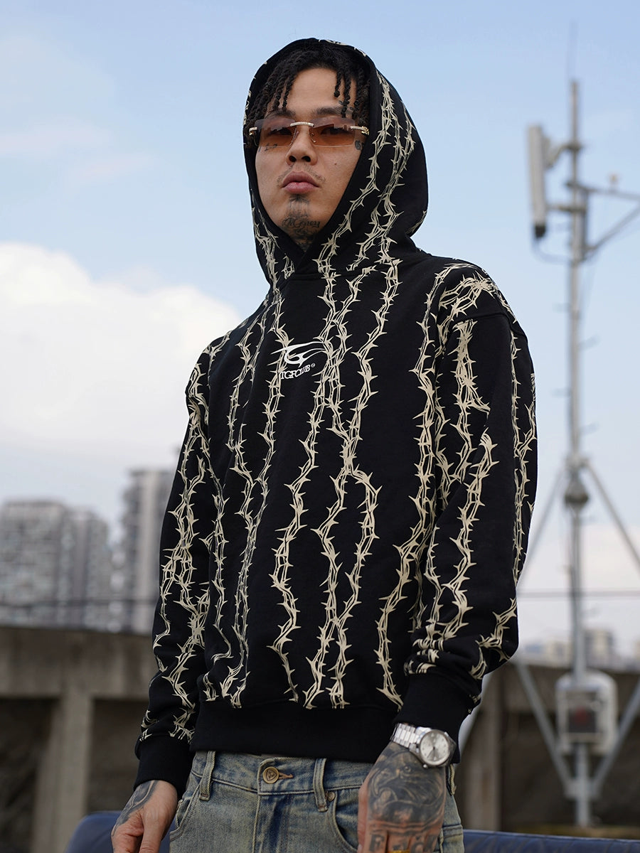 TGFCLUB Thorns Full Print Logo Embroidered Hoodie | Face 3 Face