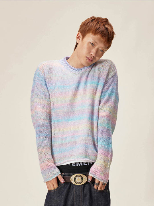 EVILKNIGHT(EK) Gradient Striped Knit Sweater | Face 3 Face