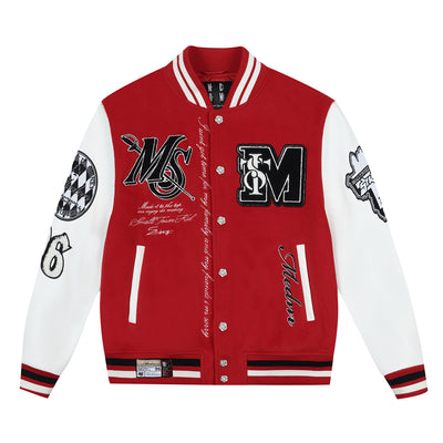 MEDM x STK Patch Embroidery Varsity Jacket | Face 3 Face