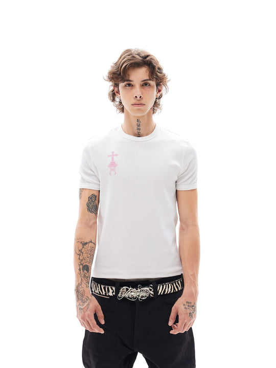 KARMANISTIC Cross Letter Print Slim Fit Short Sleeve Tee | Face 3 Face