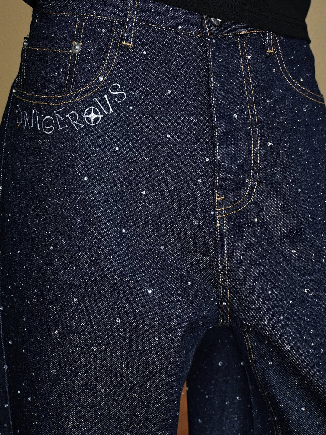 YADcrew All Over Starry Rhinestone Loose Fit Jeans | Face 3 Face