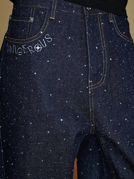 YADcrew All Over Starry Rhinestone Loose Fit Jeans | Face 3 Face