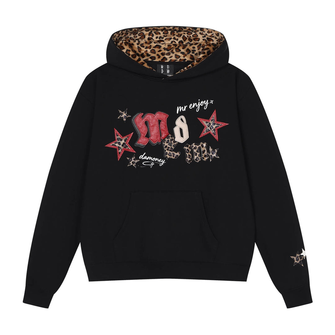MEDM Leopard Hood Lining Star Logo Patch Hoodie | Face 3 Face