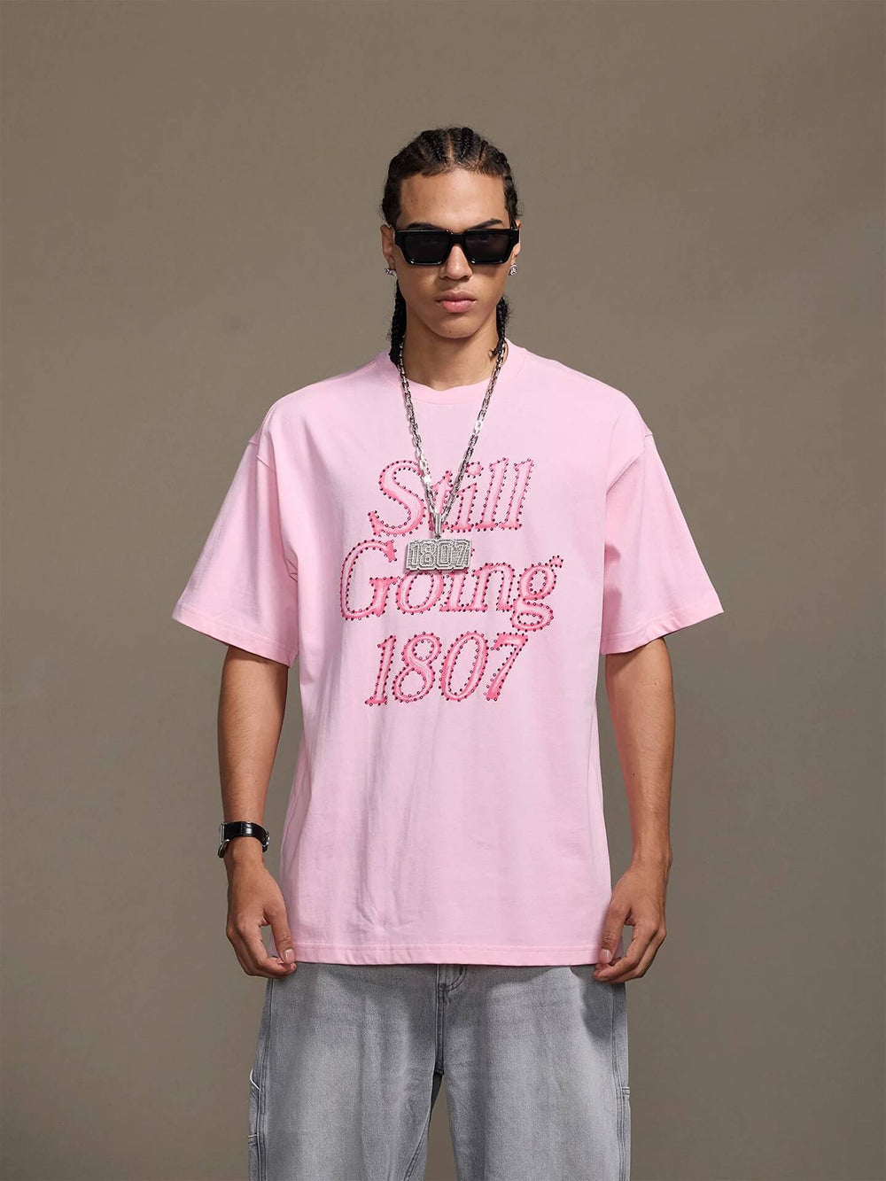 1807 Still Going Print Rhinestone Short Sleeve Tee | Face 3 Face