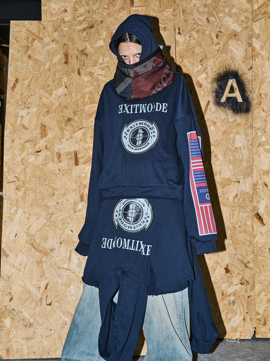 BLIND NO PLAN Reconstructed Printed Embroidered Hoodie | Face 3 Face