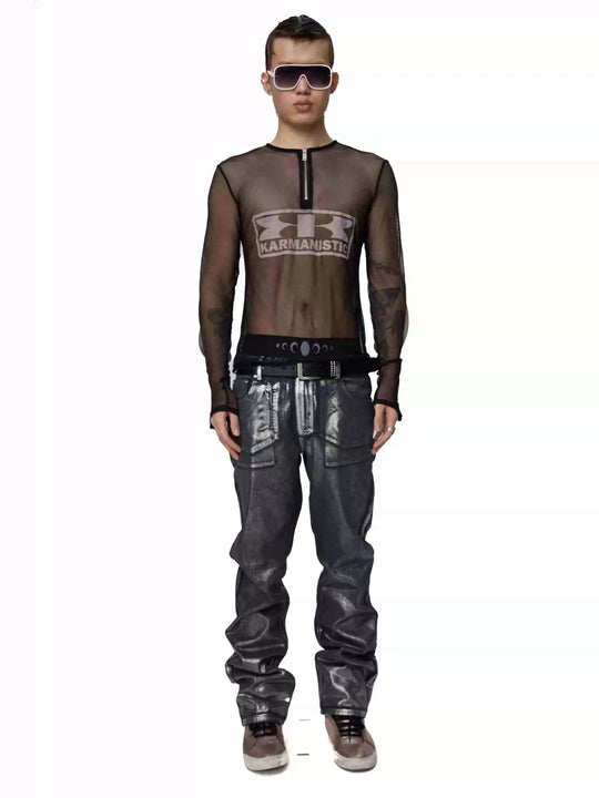 KARMANISTIC Mesh Half Zip Long Sleeve Tee | Face 3 Face