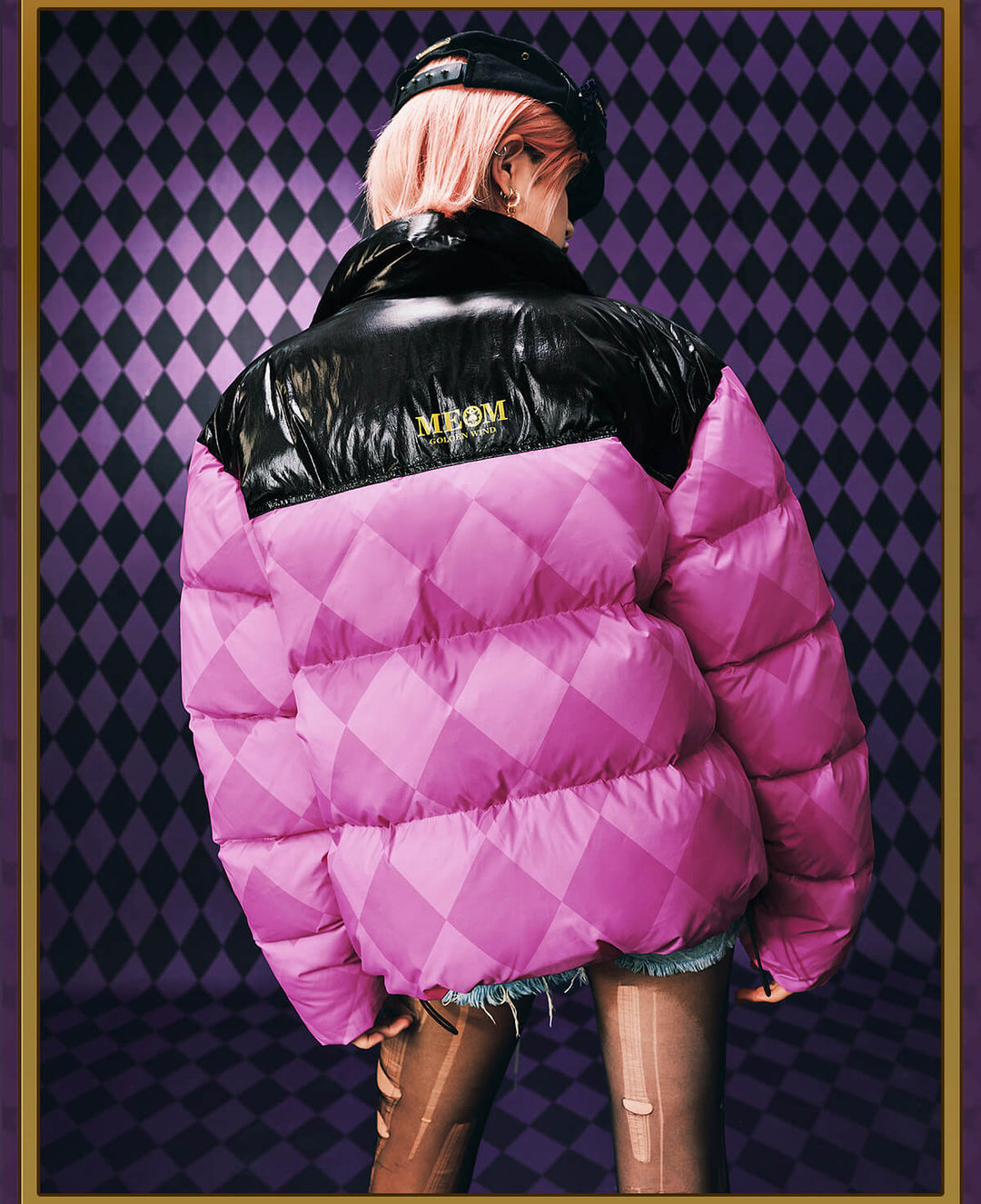 MEDM × JOJO Color Block Diamond Plaid Down Jacket | Face 3 Face