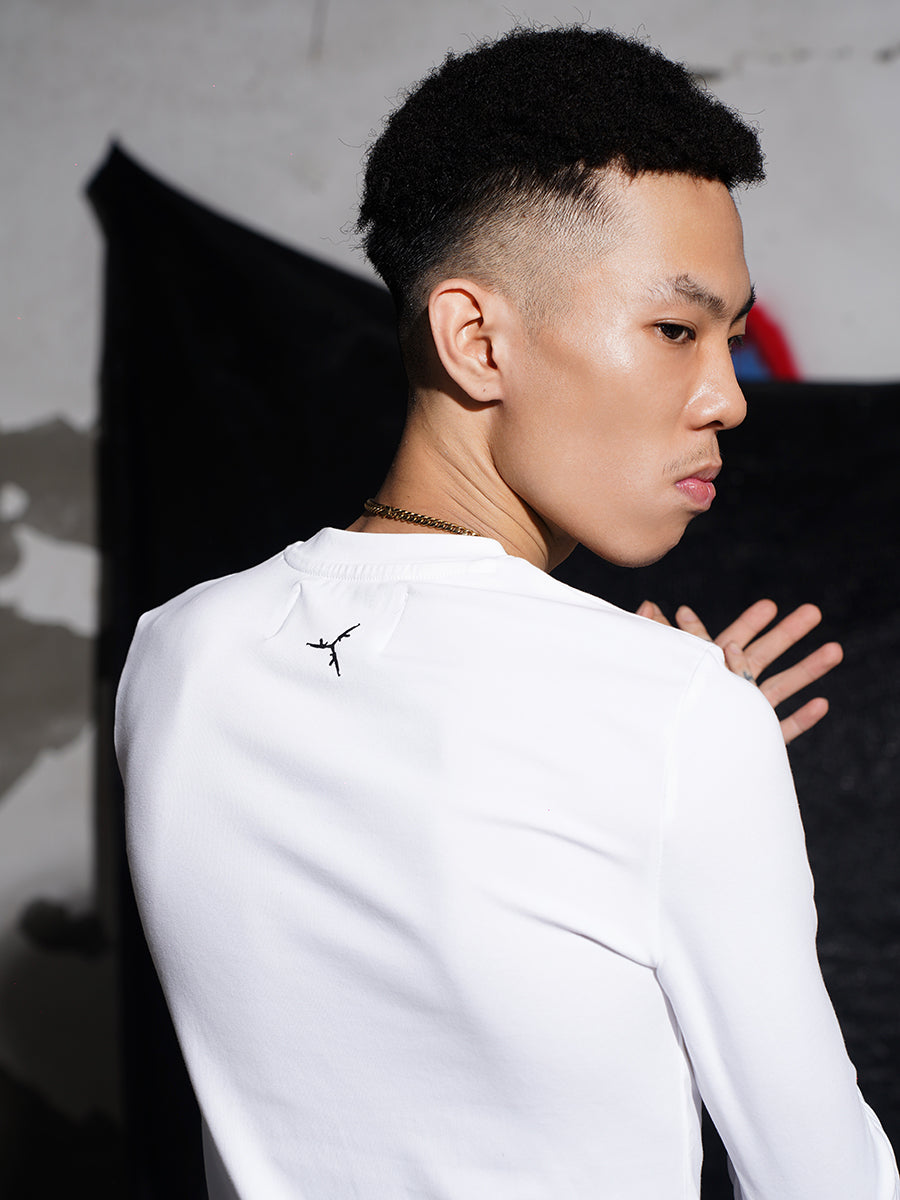 TGFCLUB 223 Neck Embroidered Stretch Slim Long Sleeve Tee | Face 3 Face