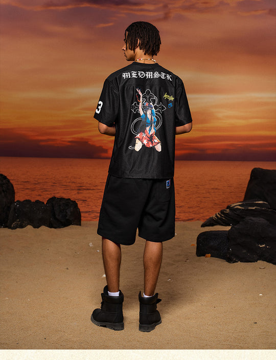 MEDM × STK Girl Cross Print Mesh Jersey | Face 3 Face