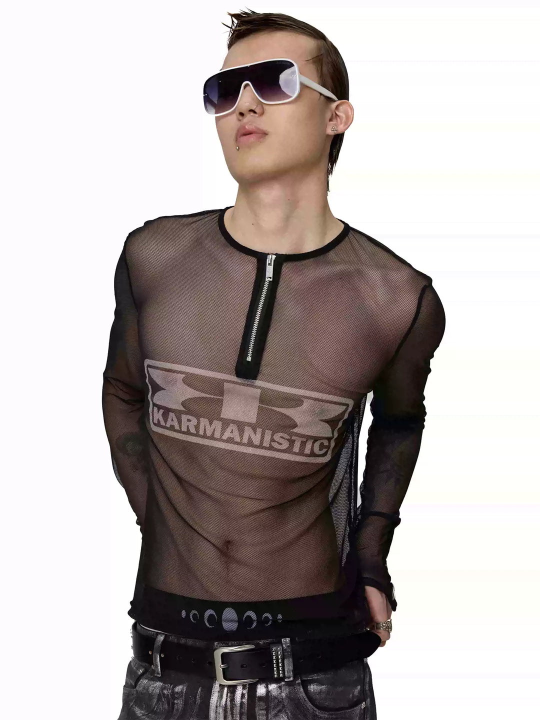 KARMANISTIC Mesh Half Zip Long Sleeve Tee | Face 3 Face