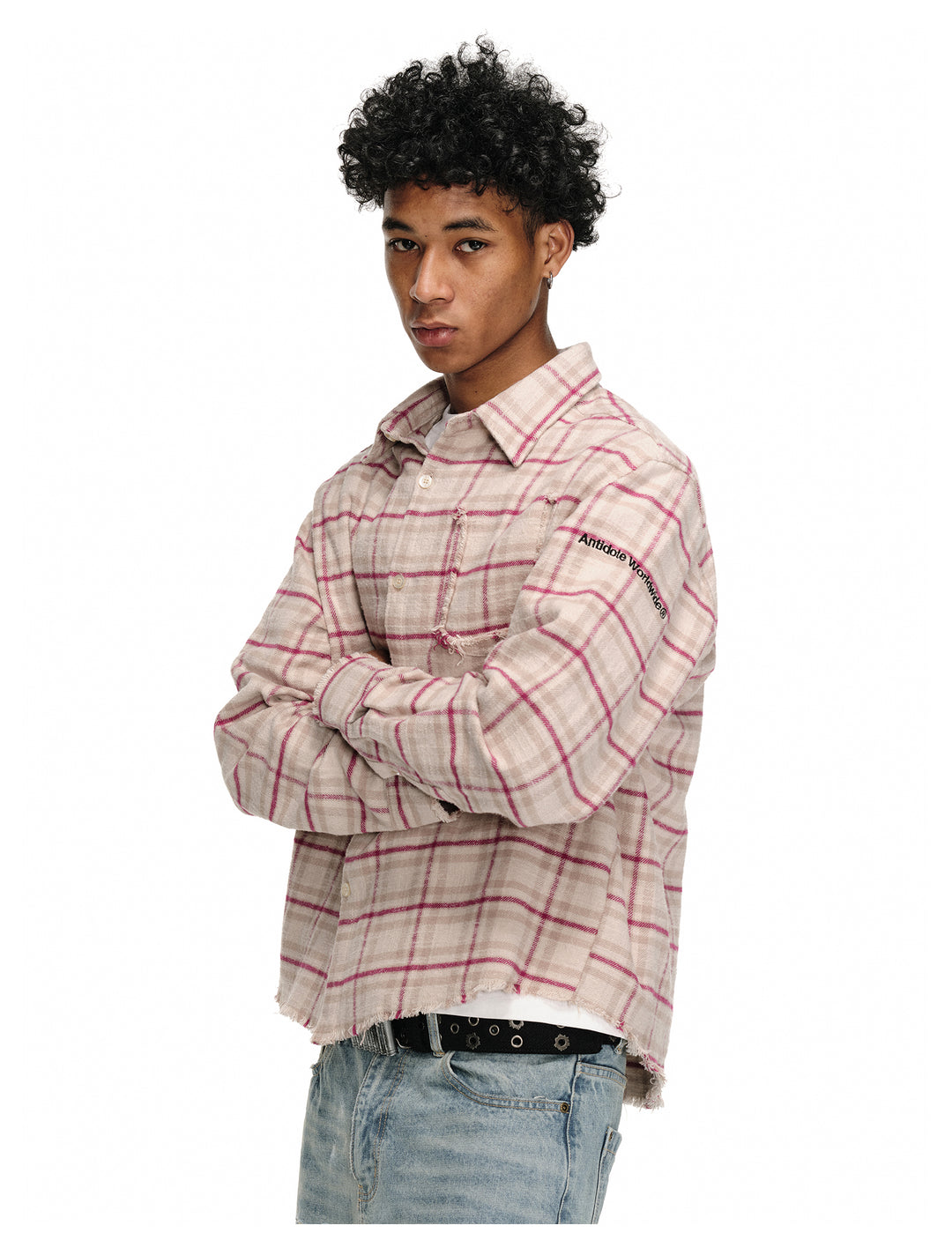ANTIDOTE Destroyed Plaid Long-Sleeve Shirt | Face 3 Face