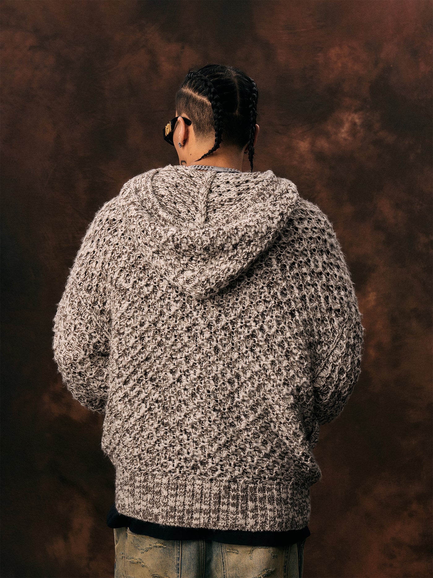 1807 Mixed Yarn Knit Hoodie | Face 3 Face