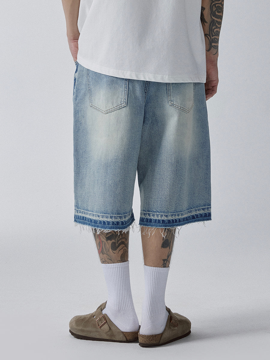F2CE Washed and Aged Denim Shorts | Face 3 Face