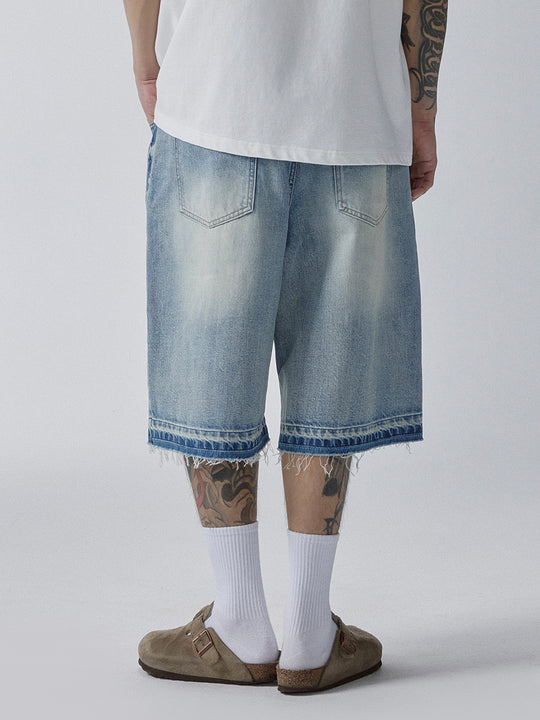 F2CE Washed and Aged Denim Shorts | Face 3 Face