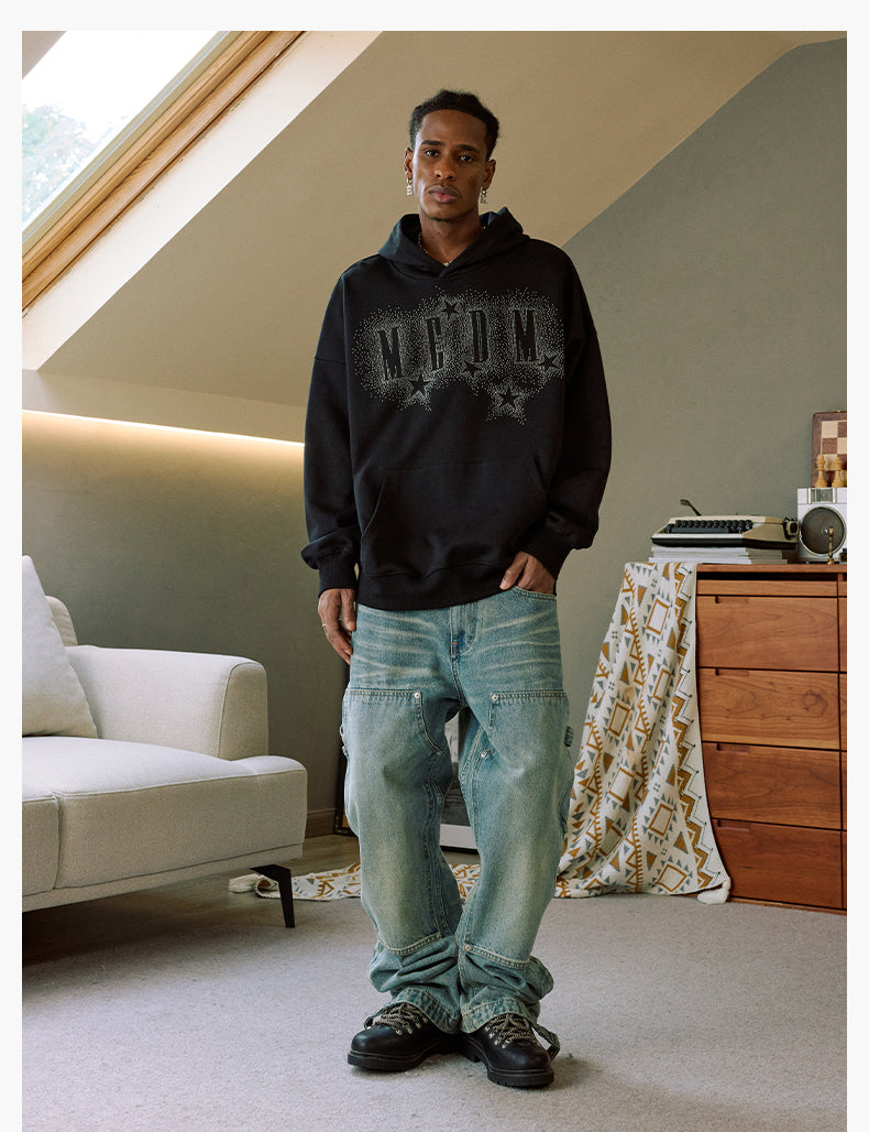 MEDM Rhinestone Star & Logo Hoodie | Face 3 Face