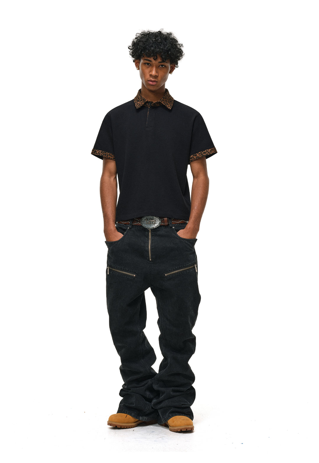 ANTIDOTE Studded Punk Zipper Flared Jeans | Face 3 Face