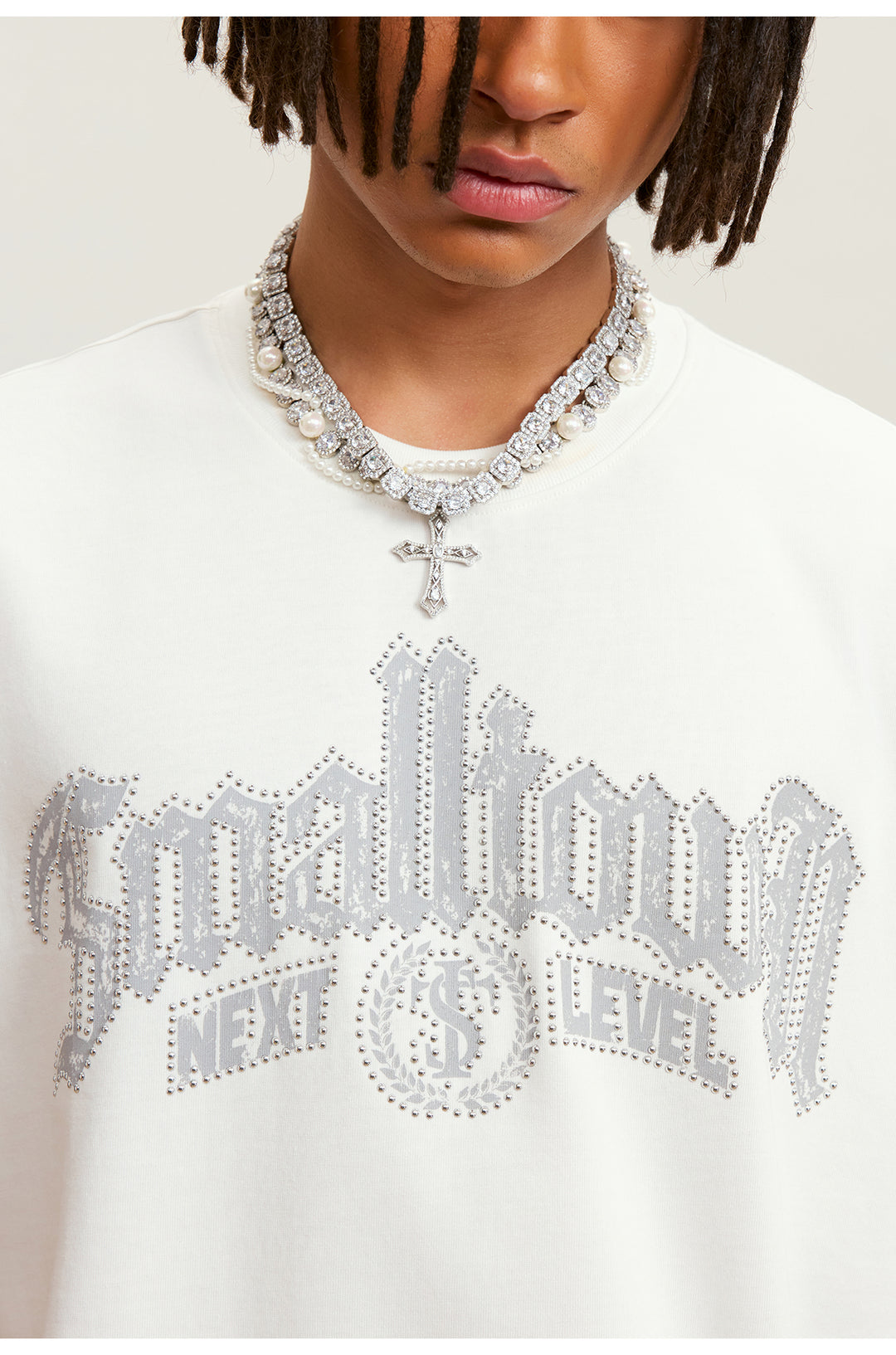 Small Town Kid Gothic Studded Logo Print Tee | Face 3 Face