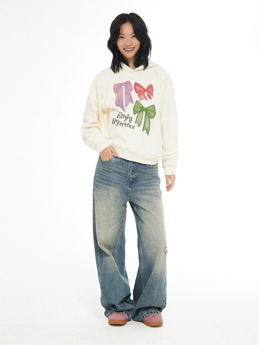 EMPTY REFERENCE Lace Bow Hand Painted Hoodie | Face 3 Face