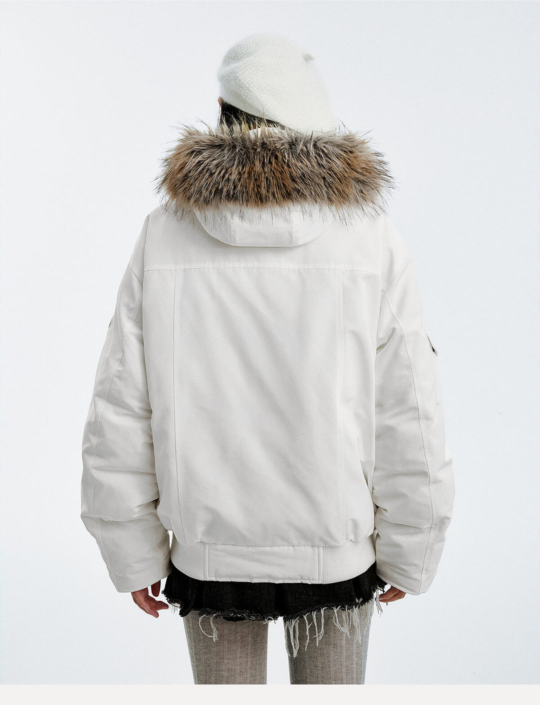 MEDM Detachable Fur Metal Snaps Down Jacket | Face 3 Face