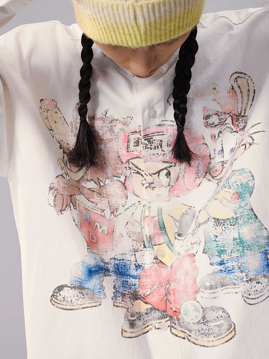 Remedy Cartoon Print Long Sleeve Shirt | Face 3 Face