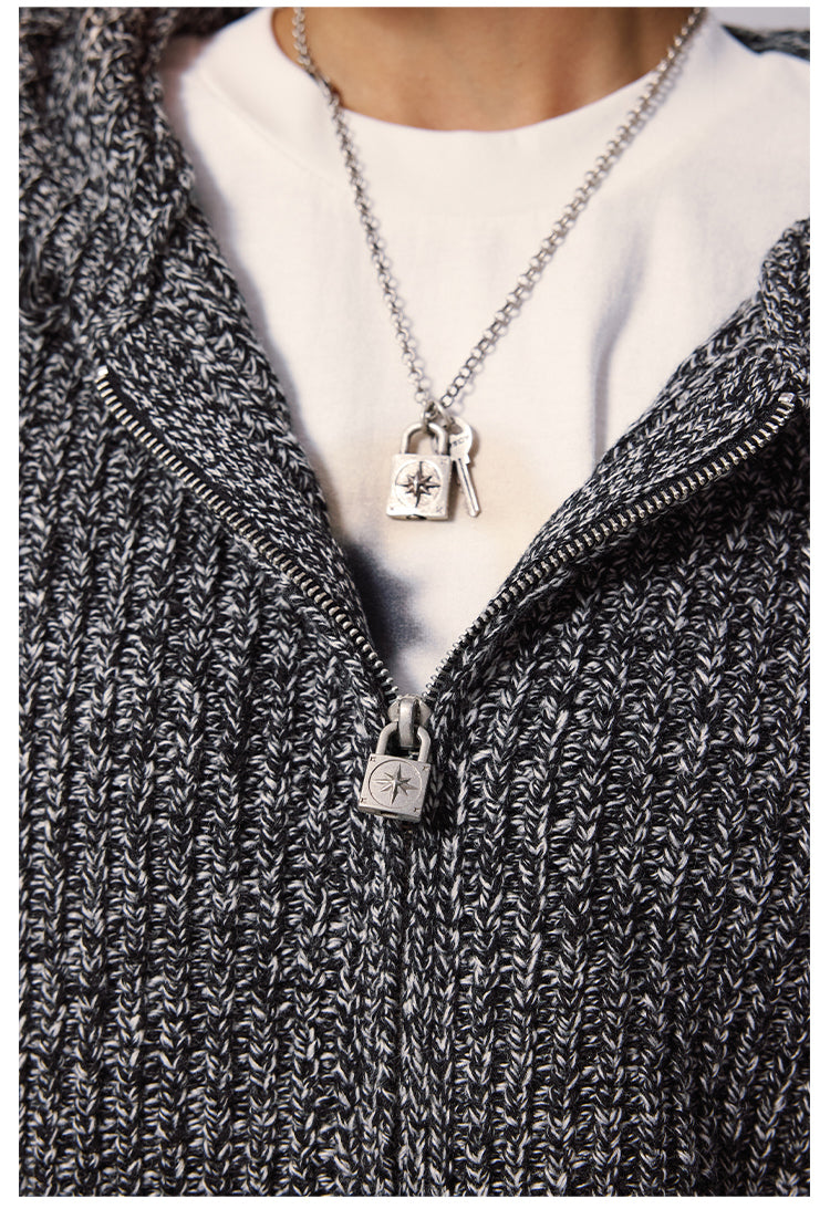 Remedy Distressed Hooded Zipper Knit Cardigan | Face 3 Face