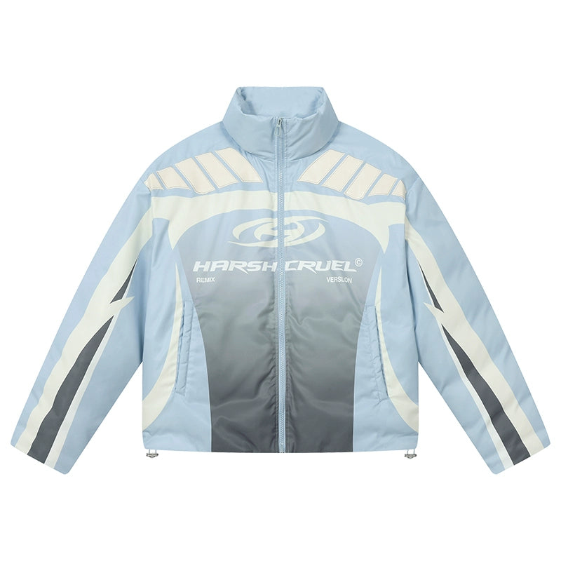 Harsh and Cruel Color Blocked Gradient Racing Down Jacket | Face 3 Face