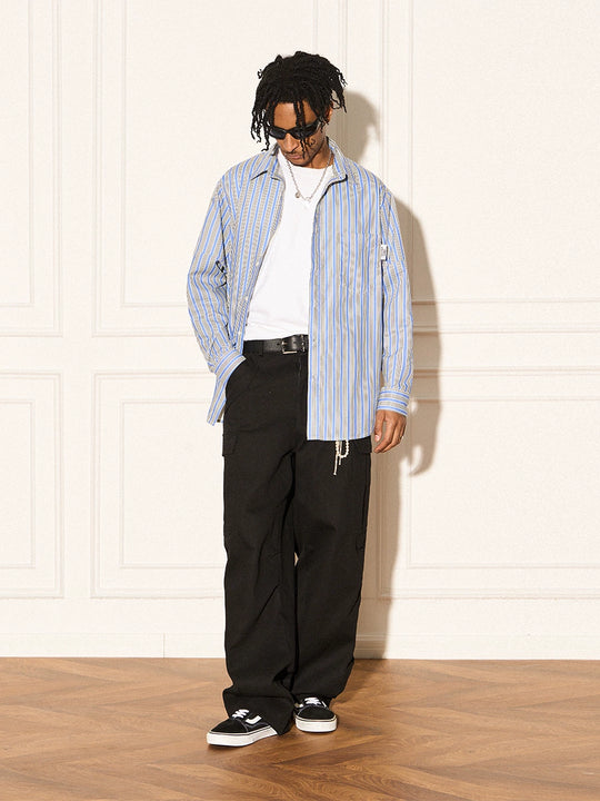 EMPTY REFERENCE Structured Stripe Long Sleeve Shirt