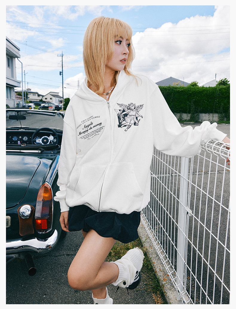 MEDM 3D Embroidered Angel Dove Zip Up Hoodie | Face 3 Face