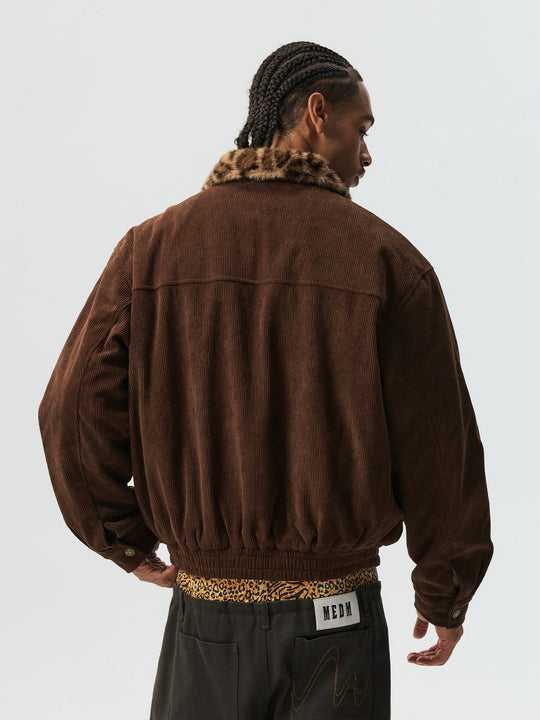 MEDM Leopard Fur Collar Corduroy Jacket | Face 3 Face