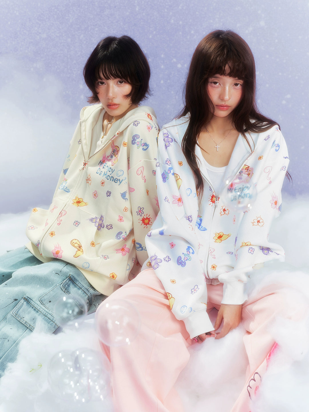 MEDM Graffiti Flower Full Print Zip Up Hoodie | Face 3 Face