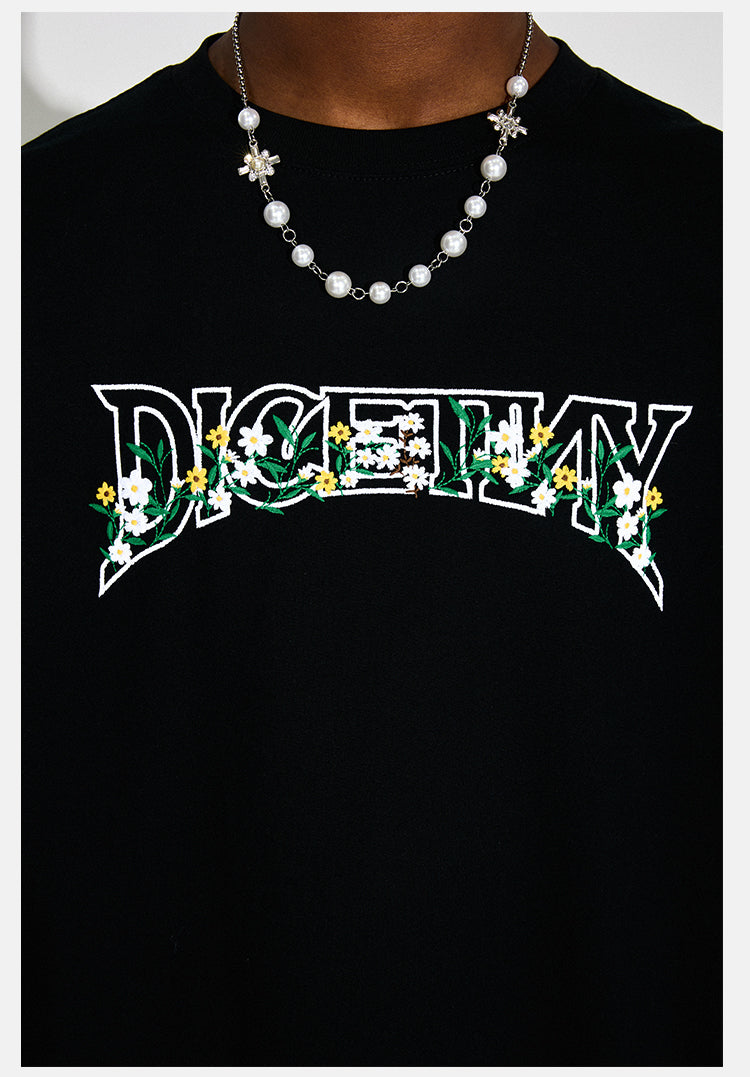 DICETINY Flower Logo Embroidery Basic Tee | Face 3 Face