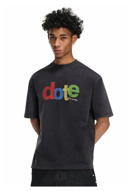 ANTIDOTE Dote Letter Print Washed Tee | Face 3 Face