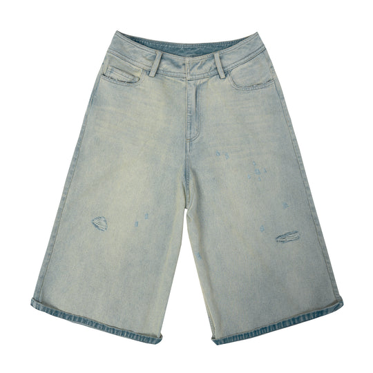 JHYQ Washed Do Old Hole Denim Shorts
