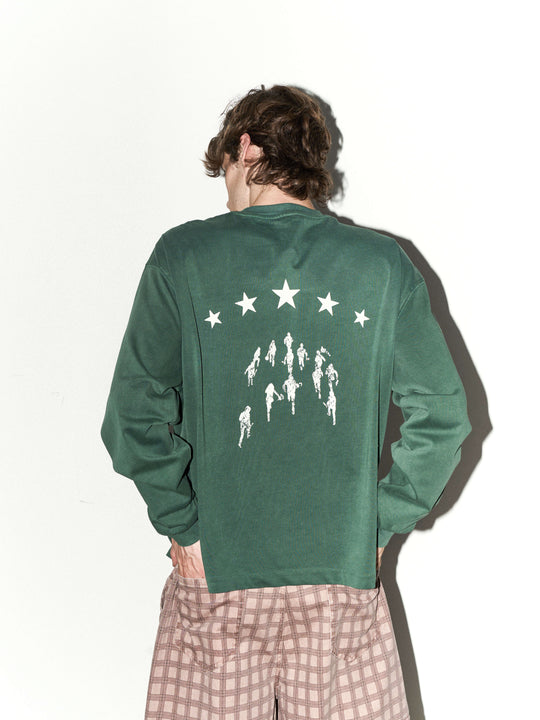 LIBERAFIT Star Graphic Vintage Dyed Distressed Long Sleeve Tee