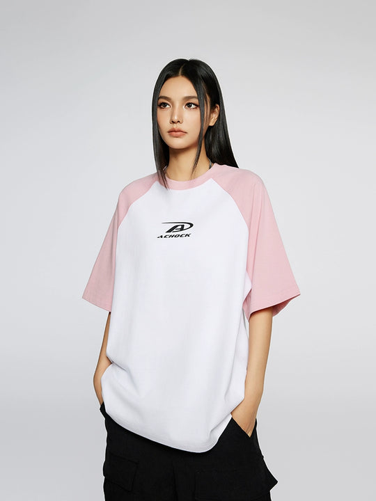 Achock Basic Logo Printed Raglan Sleeve Tee
