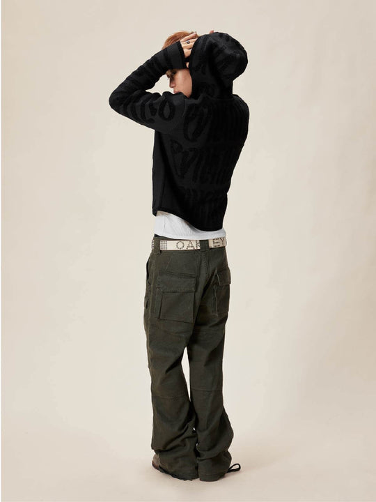 EVILKNIGHT(EK) Jacquard Knit Zip Up Hoodie